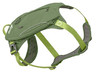 Kurgo Cascade-Hundegeschirr, Hundegeschirr mit Rucksack, Wanderrucksack für Hunde, Größe S, Grün