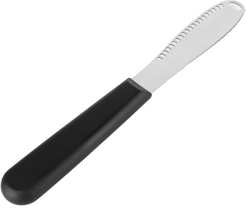Rablue Butter Knife, 3 in 1 Stainless Steel Butter Knives Butter Spreader with Serrated Edges and Scraping Holes Easy Spread for Cutting and Spreading Butter Cheese Peanut Butter Jam Slicer(1 PC)