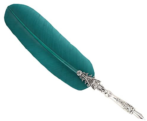 Emoshayoga Federstift, Vintage-/Retro-Feder-Feder, Metallspitzen, Kalligraphie-Schreibstift, Grün, Geschenkpackung