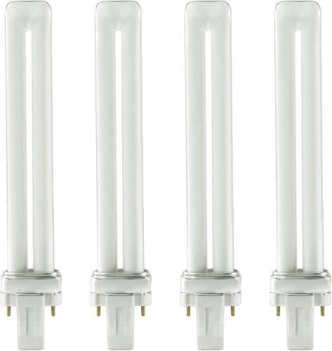 DYSMIO 13 Watt CFL Light Bulbs | 4 Pin G24Q-1 Base 5000K Neutral White | 13W High Output 900 Lumens | Double Tube Compact Fluorescent Light Bulbs Plug-in | 4 Pack