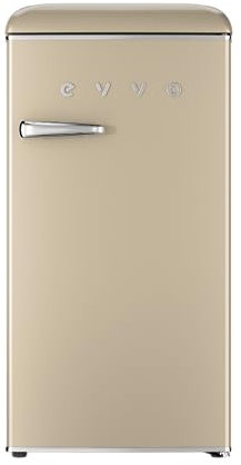 EVVO Nevera Pequeña Retro, 84 litros de Capacidad + 11 Litros de Congelador, Diseño Vintage, Bajo Consumo, Silenciosa, Control de Temperatura, Organizador, Frigorífico Mini F26 Retro Color Beige