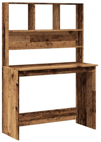 vidaXL Bureau met schappen 102x45x148 cm bewerkt hout oud houtkleurig