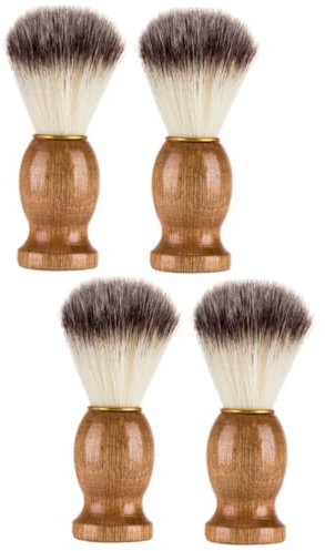 FRCOLOR 4 Stück Rasierpinsel Rasierbart Rasierbarber Salon Rasur Gebürsteter Bart Rasiercreme Pinsel Schnurrbart Bartpflegewerkzeug Bartbürste Herren Rasur & Pflege Holz Hellbraun