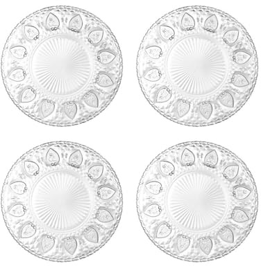Bafnsiji 17cm,Dessertteller aus Glas, Dessertteller aus Glas für 4 Personen, Dessertteller aus klarem gehärtetem Glas, Dessertteller aus Glas für Vorspeisen, Obst, Kuchen, Salat