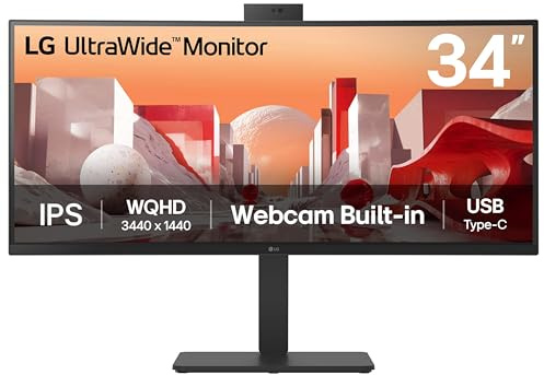LG Electronics Curved UltraWide Monitor 34BA85QE, 34 Inch, QHD 1440p, 60Hz, 5ms Response Time, IPS Panel, HDMI, DisplayPort, USB-C (Black)