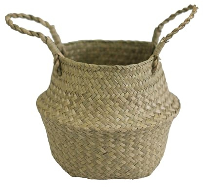 VerdantCharm Bamboo Basket – 14.56in Tall, 12.59in Wide – Intricate Weaving, Double Handles, and Versatile Storage for Decor