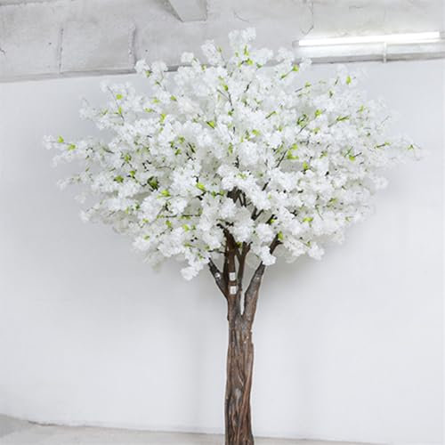 Lbxlhr Kunstbaum Rosa künstlicher Kirschbaum, Simulationsbaum for Hochzeit Innen-Outdoor-Dekoration, Massivholzkofferraum und künstliche Blütenblätter Kunstpflanze(1.8x1.2m)