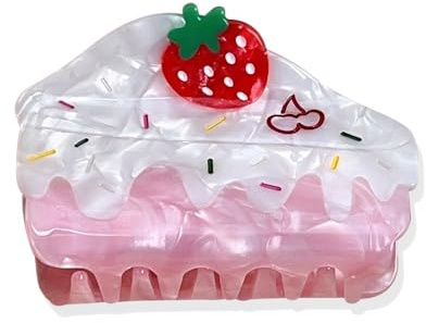Pinza para el pelo de pastel de crema, pinza de pastel de fresa, pinzas para el pelo con forma de comida, clip de tiburón de ácido acético, bonito clip de cola de caballo de postre
