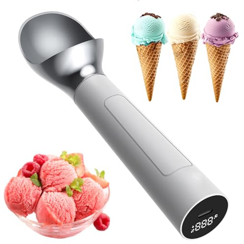 Cuillère à glace chauffante électrique rechargeable avec écran LED, design étanche pour un nettoyage facile, parfaite pour une utilisation en douceur