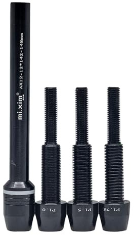 Milageto Perno Passante per Bici da 12 mm P1.0/P1.5/P1.75, Lunghezza Regolabile, in Lega di Alluminio, perni Passanti per Bici da Picnic, Coperto e