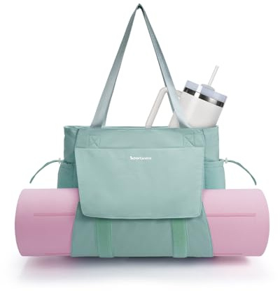 sportsnew Yogatasche Damen Groß Wasserdicht Yoga Tote Tasche mit Nassfach & Klettverschluss Schnellzugriff Yogamatte