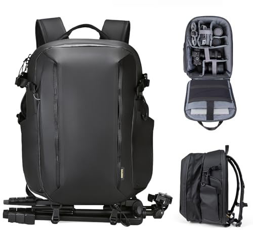 RaLeno 25 L+5 L Zaino per fotocamera, custodia rigida impermeabile con 5L scomparto frontale espandibile per fotocamera DSLR SLR Mirrorless, compatibile con drone DJI Mavic / 16 laptop/treppiede