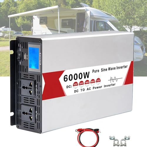 Inverter a Onda sinusoidale Pura 4000W 5000W 6000W 8000W Inverter di Potenza per Auto DC 12V/24V/48V/60V a AC 220V-240V Adattatore convertitore di Potenza Inverter Solare Domestico