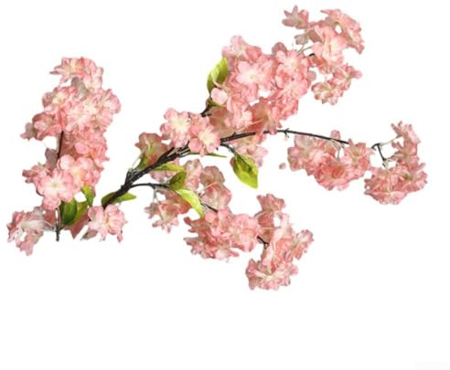 Helilyco Rama artificial de flores de cerezo de 100 cm, planta decorativa de plástico para el hogar, oficina, boda, decoración de pared, color rosa