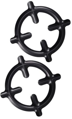FRCOLOR Lot de 2 Supports de Cuisinière à Gaz en Fer Noir Antirouille, Stables et Universels, pour Cafetières Moka et Petites Casseroles, Accessoire Pratique pour Cuisson Maison