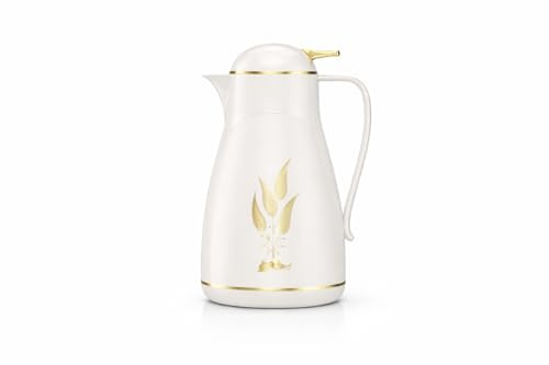 Isoleringskanna Termoskanna 1L – Orientalisk Design – Kaffekanna (Basic Vit)
