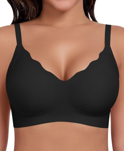 Ganado Wireless Jelly Bras for Women Seamless Bra | Non Wired, Padded, Gel, Full Coverage, Support for Sagging Breasts, Push Up, Scalloped, Tshirt Bra, Comfort Everyday Bras