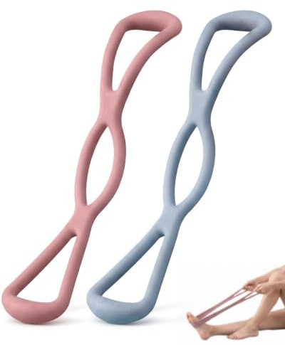 KACZUS 2 Bandas Elásticas de Resistencia en Forma de 8 con Asas para Entrenamiento de Brazos, Espalda y Hombros, Ideal para Pilates, Yoga, Gimnasia y Entrenamiento en Casa