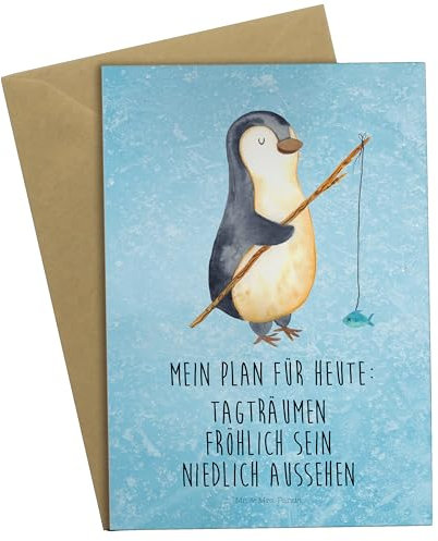 Mr. & Mrs. Panda Grußkarte Pinguin Angler - Geschenk, Ostern, Geburtstagskarte, motiviert, Motivation, Hobby, Weihnachten, Mama, cool, Angeln, Fischer, Hochzeit