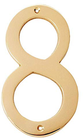 Motif Collection - Numero civico per porta, finitura in ottone lucido, 10 cm, ottone, Number 8