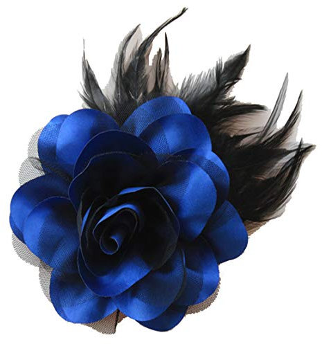 Cheerlife Ansteckrose Haarblume mit Schnabelspange Haarklipp Haarschmuck Haarspangen Ansteckblume Brosche für Frauen Herren Blau