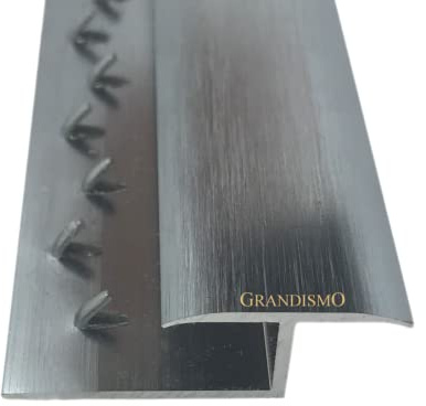 Grandismo® Carpet to Laminate/Tile or Wood Flooring Edge - Prestige Luxury - 3ft (0.9metre) in Length - Gripper Trim Threshold Profile Strip - Z Edging Metal Door Bar- Exclusive Brushed Grey