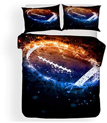 3D Impression 2/3 Pcs Série de Sports Doux Housse de Couette Taie d'oreiller Couverture Football Américain Rugby Parures de Lit 1/2 Personnes Ensembles Literie Garçon (Rugby # 2, 220_x_240_cm)