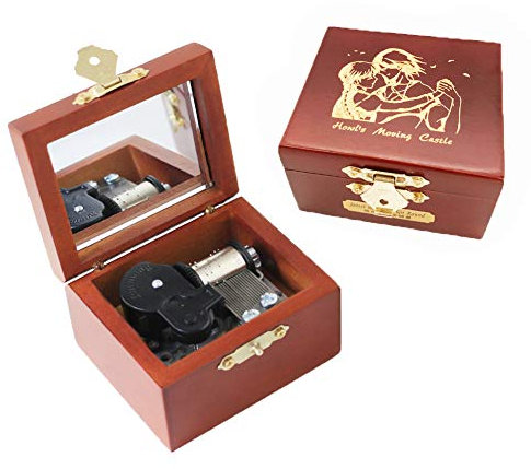 Youtang Castle Boîte à musique en bois sculpté avec mécanisme de remontage Cadeau mucial pour Noël, anniversaire, Saint-Valentin