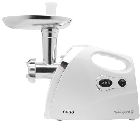 SOGO Picadora Eléctrica Multifunción Potente y Versátil - Cuchillas dobles de Acero Inoxidable 1200 W ideal para Carne y Embutidos - Color Blanco (SS-5815)