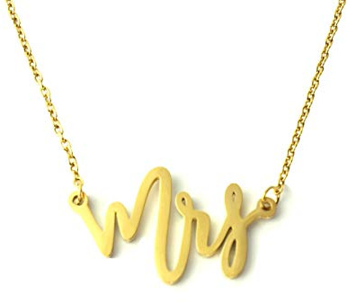 Kette Mrs Schrift Hochzeit Braut Buchstaben Edelstahl Anhänger golden Juvelato