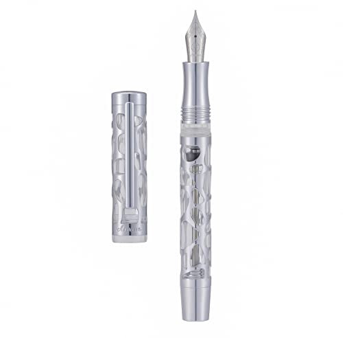 Asvine V169 Füllfederhalter mit mittelbreiter Spitze, Wassertropfen-Skelett, transparentes, klares Acryl, Stiftetui-Set