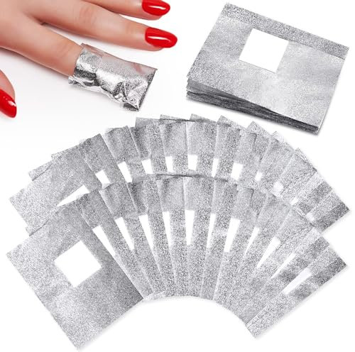 HUAXIYAN Nail Polish Remover Gel Polish Remover Soak Off Foils Gel Nail Polish Remover Wrap Foils with Lager Cotton Pad Nail Gel Remover Tool (100)
