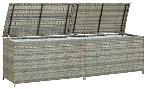 Canditree Coffre de Rangement Extérieur en Résine Tressée, Malle de Rangement Coffre à Coussins Pour Jardin Terrasse (Gris)