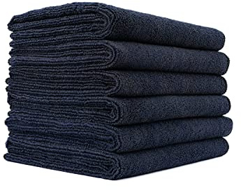 The Rag Company - Spa & Yoga Towel - Gym, Exercise, Fitness, Sport, Ultra Soft, Super Absorbent, Fast Drying Premium Microfiber, 365gsm, 16in x 27in, Midnight (6-Pack)