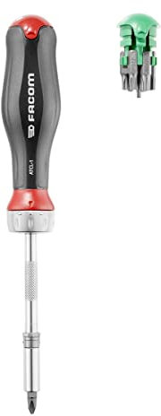 FACOM Tournevis Porte-Embouts à Cliquet Protwist avec 15 Embouts - Manche Ergonomique Bi-Matière - Cliquet 45 Dents de Grande Qualité - ATCL.1PB