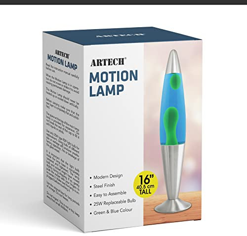 Trendi® 40,6 cm de haut/base en aluminium/mouvement apaisant/lampe de mouvement/relaxation/décoration de chambre/câble de 1,6 m (vert wax/bleu liquide)