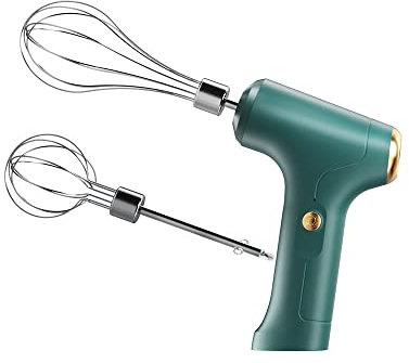 Electric Whisk, Portable Handheld Electric Mixer, USB Rechargeable Handheld Egg Beaters for Whipping, Mixing, Pudding (Green)