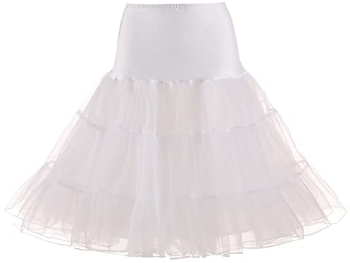 YYKSYDPT 50s Sottogonna Petticoat Organza Retro Tutu Vintage Rockabilly Mini Gonne Tulle Skirt (XL, Bianco)
