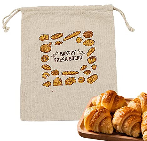 Brotbeutel aus Leinen für selbstgemachtes Brot, Stoff-Brotbeutel mit Kordelzug, umweltfreundliche Brotbeutel für hausgemachte Brotlaibaufbewahrung