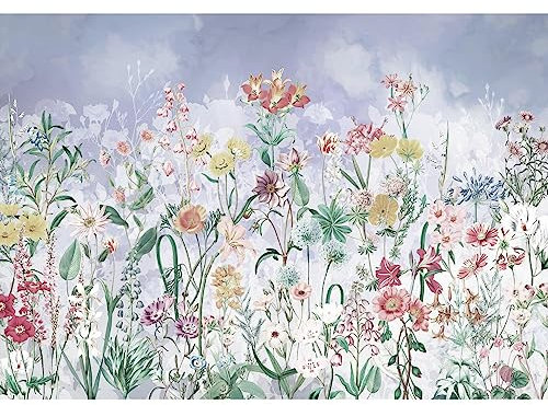 Fotomurales Flores 352 x 250 cm Fondo De Pantalla XXL Moderna Decoración De Pared Sala Cuarto Oficina Salón Flor prado azul N9130011a