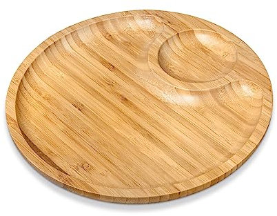 WILMAX | 2-TEILIGE PLATTE 30,5 CM | Bambus-Teller | Holzteller | Kuchenteller | Servierplatte | Geteilter Teller | Tafelgeschirr | Speiseteller | Teller zum Essen