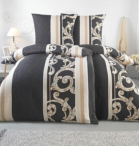 MALIKA Bettwäsche 135x200 4 teilig | ÖkoTex Zertifiziert & für Allergiker geeignet | Bettwäsche Set mit je 2 Bettbezügen 135 x 200 & Kissenbezügen 80x80 | modern | Größe:2X 135x200 + 2X 80x80 cm