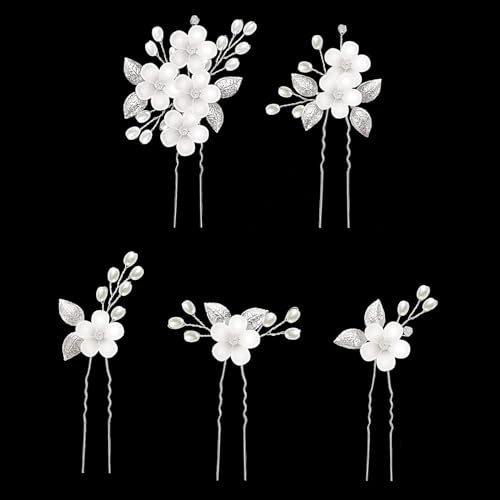 5Pcs Bride Wedding Hair Clips Wedding Flower Hair Pins Bride Hair Accessories for Women Girls Brides Bridesmaids（10 * 8cm/3.9 * 3.1in)