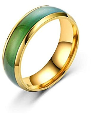KnBoB 6MM Edelstahl Ring Pärchen Herren und Damen Ring Gold Ring mit Farbwechsel Mode Schmuck Trauring Größe 67 (21.3)