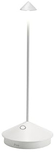 Zafferano, Pina, Lampada da Tavolo Ricaricabile e Senza Fili con Controllo Touch, Utilizzabile anche come Lampada da Esterni, Dimmer, 2200-3000 K, Altezza 29 cm, Colore Bianco Opaco