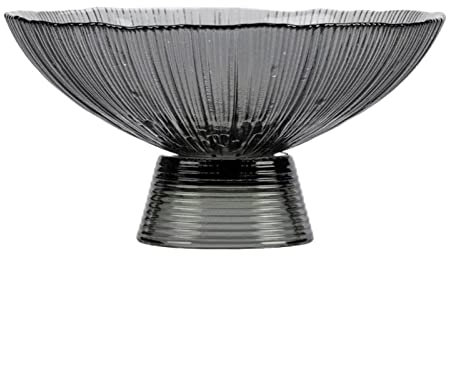 PTATT Black Glass Tall Fruit Basket,Large Round Countertop Fruit Bowl Basket Holder Stand for Bread Snacks Fruit Vegetable,Modern Home Kitchen Counter Table Decor Black