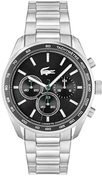 Lacoste Reloj Cronógrafo de Cuarzo para Hombre Colección Boston con Correa de Acero Inoxidable Plateada - 2011347