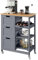 Yaheetech Carrello Cucina con Ruote 3 Cassetti 3 Ripiani in Legno e bambù Salvaspazio Porta Microonde Spezie 67cm x 37cm x 84,5 cm Grigio Scuro