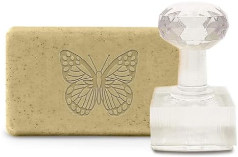 Foca Timbro per sapone acrilico Design a farfalla Timbro per sapone fatto a mano Timbro per sapone personalizzato per biscotti di argilla Forniture per stampi per sapone fai-da-te Timbro di sapone