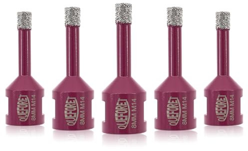 QUEFORET Punte Diamantate per Gres Porcellanato 8mm x M14-5 Pezzi Punte Trapano per Porcellana Piastrelle Ceramica Marmo Granito per Smerigliatrice Angolare